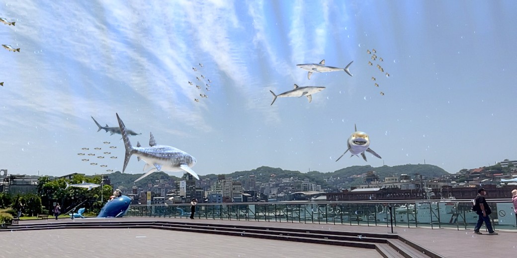 麗都蝶客花園｜基隆東岸旅客中心，AR鯨鯊共游拍照打卡，基隆最美觀海平台 @瑪姬幸福過日子